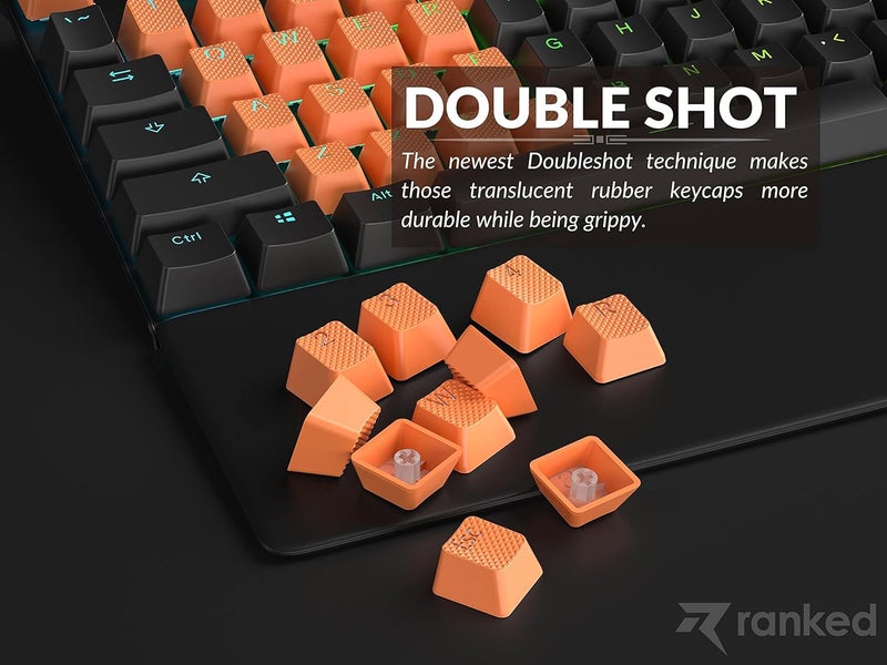 Ranked Rubber Keycap Set | Double Shot Translucent | OEM Profile for Mechanical Gaming Keyboard (Orange, 23 Keys) - Image 4
